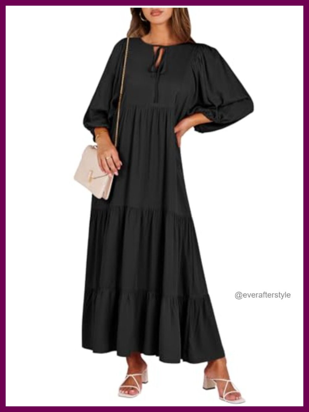 Boho Floral Puff Sleeve Maxi Dress with Tiered Hem